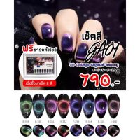 เซ็ตสีเจล Gaoy 7.3ml. โทนสีแคชอาย 9D พร้อมชาร์จสี E-349 - E-356