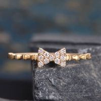 [COD] Cao Shi new ladies bowknot ring copper-plated rose gold inlaid zircon prom party