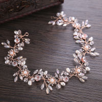 KMVEXO Gorgeous Rose Gold Wired Rhinestones Crystals Pearls Flower Wedding Headband Bridesmaid Bridal Hair Vine Hair Accessories