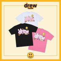 ที่ได้✔► DREW HOUSE เสื้อยืดแขนสั้นสำหรับผู้ชายและผู้หญิง,เสื้อยืดผ้าฝ้ายลายกราฟฟิตีหน้ายิ้มทรงหลวมและอเนกประสงค์