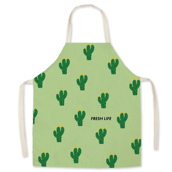 cactus-pattern-kitchen-apron-for-woman-sleeveless-cotton-linen-aprons-home-cooking-baking-bibs-cleaning-apron