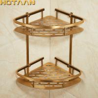 ☒ . Wall Mounted Antique finish aluminum Bathroom Shower shampoo Shelf Basket Holder Fashion Double Layer