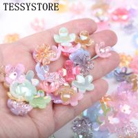 4 Styles Acrylic Plated Color Flowers Beads ABS Imitation Pearl Bowknot Tie Beads for Jewelry Making Sewing DIY Accessories