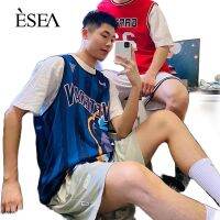 △✳ ESEA ชายเสื้อกั๊กพิมพ์กีฬาเสื้อยืดแขนกุดชายและหญิง Street Breathable ชุดบาสเกตบอล VETERAN X ZONEiD