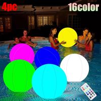 40CM LED Glowing Beach Ball Light Remote Control 16Colors Waterproof Inflatable Floating Pool Light Yard Lawn Party Lamp 1/2/4PC