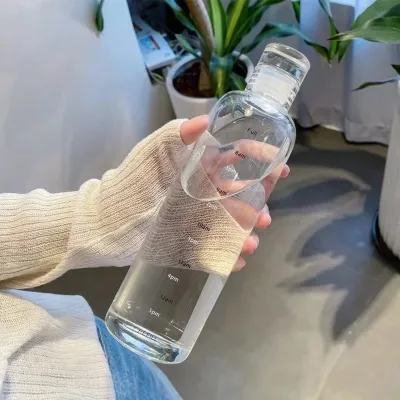 Transparent with Time Scale Creative Water Bottle Large Capacity Leakproof Dresistant Plastic Drink Cup for Rising Travel New