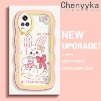 Chenyyka เคสสำหรับ VIVO S7 V20 Pro เคสการ์ตูนน่ารักสีชมพูกระต่ายสีสันสดใสน่ารักขอบคลื่นครีมเคสมือถือกันกระแทกแบบใสนิ่มโปร่งใสลายกล้องถ่ายรูปที่สร้างสรรค์เรียบง่ายฝาครอบป้องกันซิลิโคน