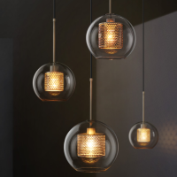 Retro Industrial Pendant Lamp Nordic Glass Ball Bedside Hanging Light Luxury Copper Dining Room Living Room Suspendu Fixture E27