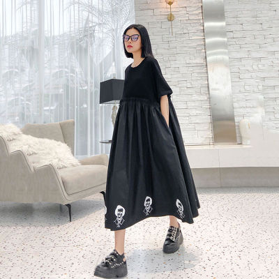 XITAO Dress Vintage Short Sleeve Women Printing French Dress