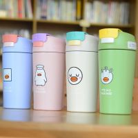 【CW】500ML Cartoon Vacuum Cup Straw Drinking Straight Cup Water Bottle Stainless Steel Handy Portable Coffee Cold And Heat