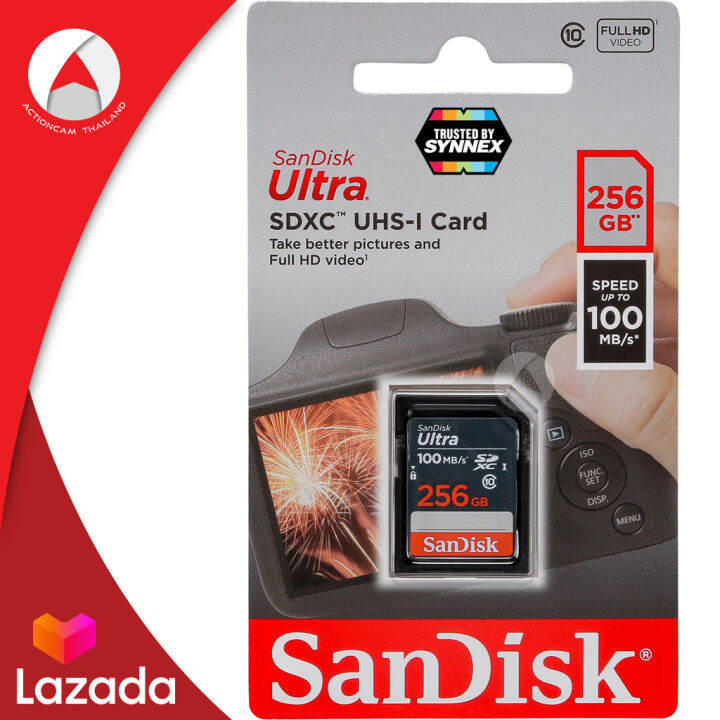 sandisk-ultra-sd-card-class10-256gb-sdxc-speed-100-mb-s-sdsdunr-256g-gn3in-เมมโมรี่-การ์ด-แซนดิส-สำหรับ-กล้อง-ถ่ายภาพ-ถ่ายรูป-ถ่ายวีดีโอ-กล้องdslr-กล้องโปร-รับประกัน-7ปี-โดย-synnex