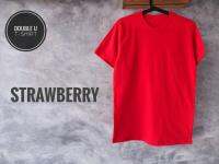 Double U T-Shirt เสื้อยืดสีพื้น STRAWBERRY (สีแดงสด)