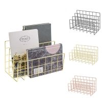 Nordic Metal Storage Basket Minimalist Book Organizer Basket Office Desktop Sundries Holder Rose Gold Newspaper Magazine Rack