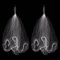 【LZ】▫  2pcs Fishing Net Carp Fishing Tackle Pesca Copper Spring Shoal Fishing Netting with Luminous Beads Mesh Net for Night Fishing