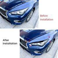 Car Front Headlight Cover Garnish Strip Eyebrow Cover Trim Sticker for Q50 2014-2023