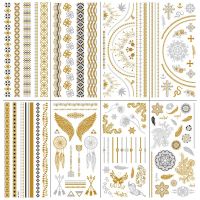 hot！【DT】▪∏◐  Bronzing Tattoos Stickers Tatouage Temporaire 21x10cm Gold Transfer Temporary Fake