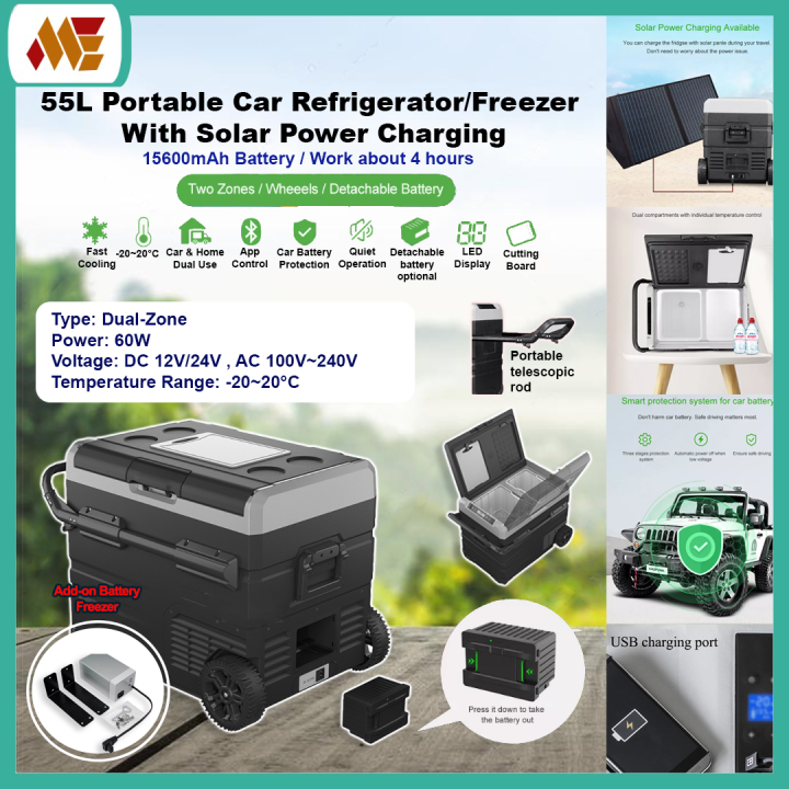 55L Alpicool 12V Portable Car Refrigerator and Chiller with wheels