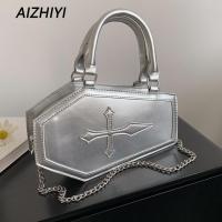 Gothic Coffin Shape Bag Women S Crossbody Bag PU Leather Cell Phone Bag Small Purse Chain Shoulder Bag For Halloween Cosplay New