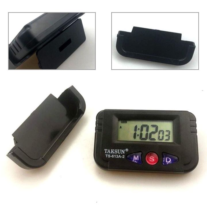 LCD Screen Digital Clock Car Dashboard Desk Stopwatch Alarm W/Flexible  Stand