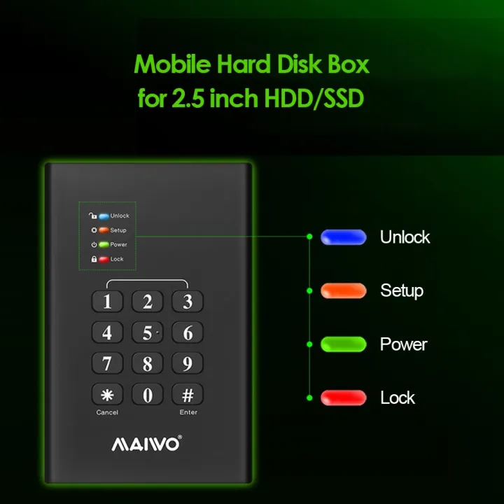 Universal 2TB Password External Hard Drive Enclosure HD Data Encrypted