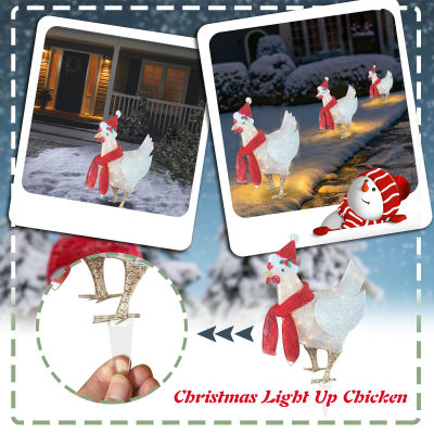 {HOT} เครื่องประดับคริสต์มาสรูปไก่ตัวผู้ไฟ LED สวนเดิมพันอะคริลิคบรรยากาศในวันคริสต์มาสตกแต่งลานศิลปะวันหยุดสำหรับงานเทศกาล