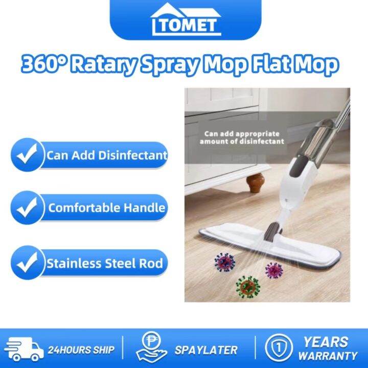 TOMET Waterspray Mop 360 Rotary Spin Mop Flat Mop Household Cleaning