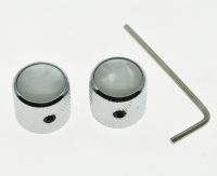 KR- 2x Set Screw Pearl Top Chrome/Black Guitar Dome Knobs for Tele Bass Knob for Telecaster