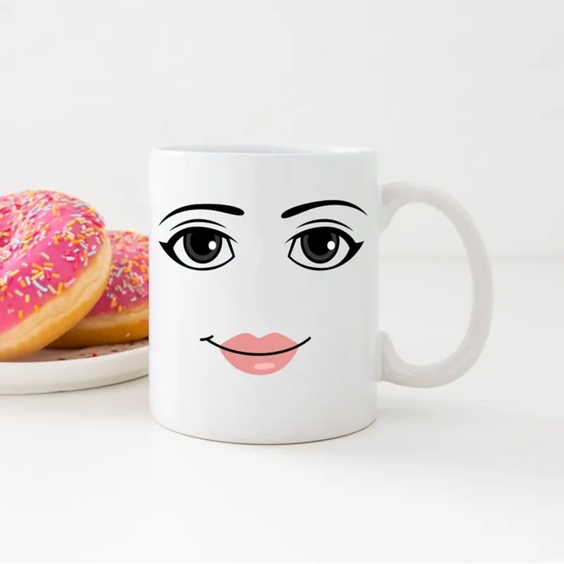 yanmu Roblox Woman Face Mug Funny Girl Cute Gamer Birthday Gift