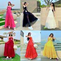 J18601 เดรสเกาะอกพร้อมสายผูกคอ Strapless dress with neck straps