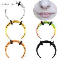 APPLICA แหวนชุด Piercing Septum ปลอมสำหรับผู้ชายและผู้หญิงบาร์ปาร์ตี้ใหม่ห่วงสแตนเลสเจาะจมูกและหูปลอมอัญมณีประดับร่างกายรูปตัว C