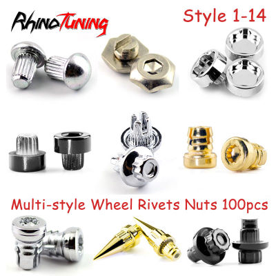 100pcs Various Sizes Wheel Rivets Nuts For Rim Cap Lip Screw Bolt Tires Decoration Replacement Car Parts