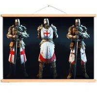 1ชิ้น Christ Armor Warrior แบนเนอร์แขวนภาพ Vintage Knights Templar โปสเตอร์ผ้าใบเลื่อนภาพวาดไม้แกน Z8 - Unique Home Decor