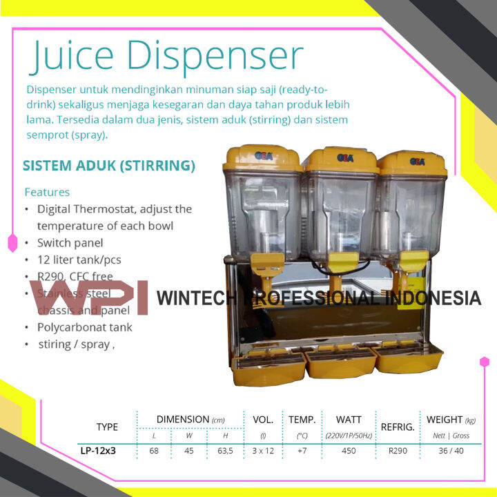 Gea LP12X3 Juice Dispenser Jus Dispenser 3 Tabung Dengan Pendingin