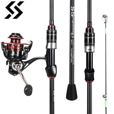 Sougayilang Spinning Fishing Combo 2.1m 4 Section UltraLight Carbon Fiber Rod and 5.2:1 Gear Ratio Fishing Reel Fishing Kit