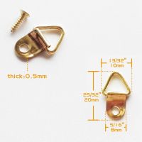 【cw】 100pcs Mini Golden Triangle D Ring Picture Oil Painting Mirror Photo Frame Hook Hanger 10x20mm with Screws Furniture Accessories ！