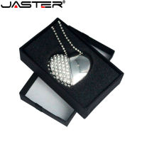 Hot JASTER USB Flash Drive โลหะเพชรคริสตัลหัวใจของขวัญกล่องไดรฟ์ปากกาฟรี Chain Memory Stick U Disk Pendrive 4GB 32GB 64GB