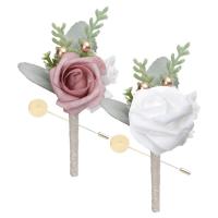 Rose Boutonniere For Men 2pcs Boutonniere For Wedding With Pins Groom And Best Man Pink White Corsage For Wedding Ceremony Anniversary Dinner Party Prom Flowers candid