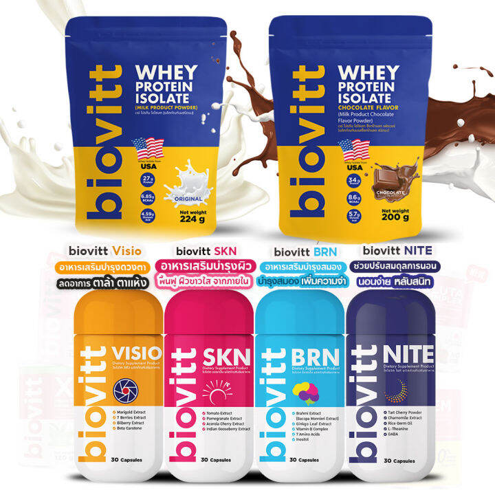[เซ็ตเวย์ซอง+แคปซูล] เลือกรสชาติได้ Biovitt Whey Protein Isolate เวย์