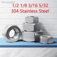 1/10Pcs 1/2 1/8 3/16 5/32 304 Stainless Steel Hex Hexagon Nuts Grade 4.8 American System Hexagon Locking Nut