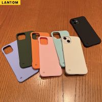 LANTOM เคสโทรศัพท์แข็งแบบไม่มีขอบสำหรับ iPhone 14 13 12 11 Pro Max Mini XS XR X 8 7 Plus + SE 2020 กรณีโทรศัพท์สีลูกกวาดเรียบง่าย