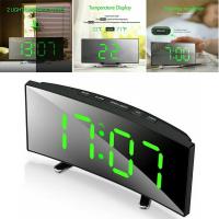 1Pc LED Mirror Digital Electronic Alarm Clock Noiseless Design Digital Large Display Mirror Wall Art Home Living Room Decor