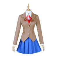 Doki Doki Literature Club Cosplay Costume DDLC Sayori Natsuki Monika School Uniform Outfits Suits ( Coat + Shirt + Tie + Skirt )