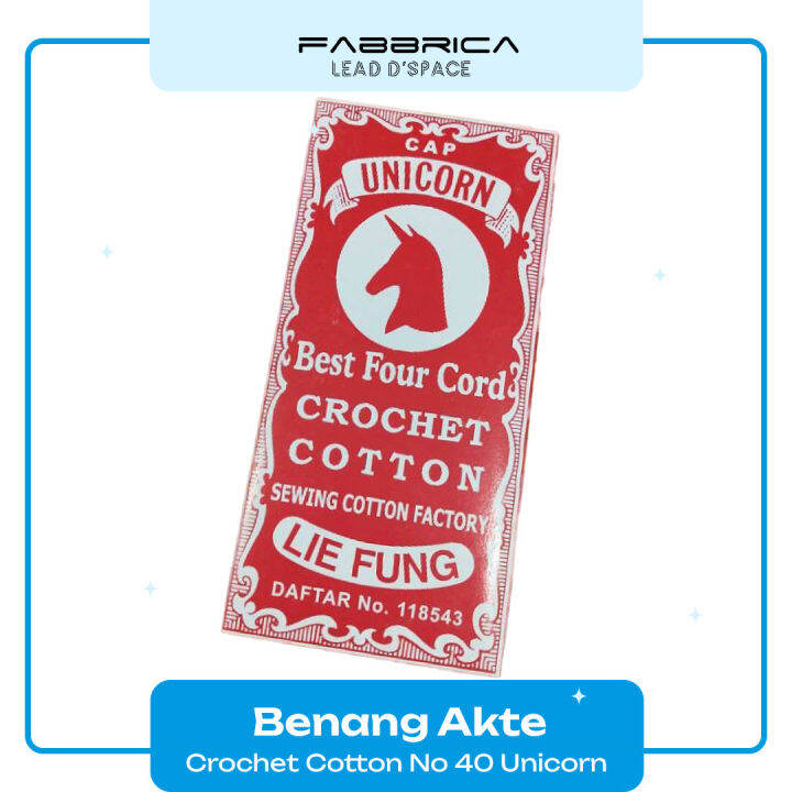 10 Gulung Benang Akte Crochet Cotton No 40 Unicorn Panjang 30 Meter