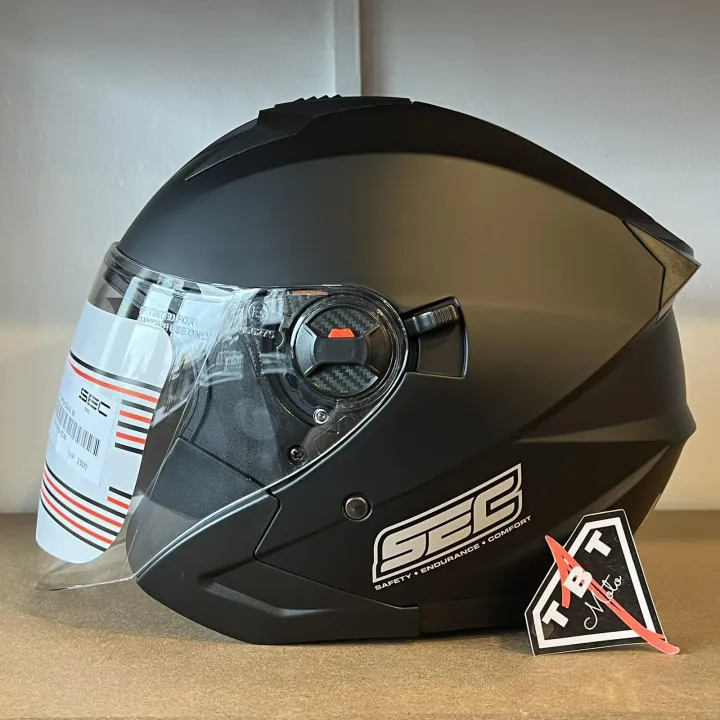 SEC Aldebaran Solid Matte Black Dual Visor Half Face Helmet | SEC ...