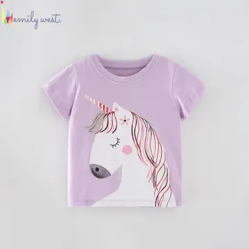 Summer Girls Clothing 100% Cotton Short Sleeve Children Unicorn Print T- Shirt - China Kids Wear and Short Sleeve Clothing price