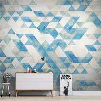 ☼ Decorative wallpaper series North Europe abstract geometry triangle diamond shape blue TV sofa background wall large mural