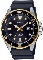 Casio Mens Diver Inspired Stainless Steel Quartz Watch with Resin Strap, Black, 25.6 (Model: MDV106G-1AV)