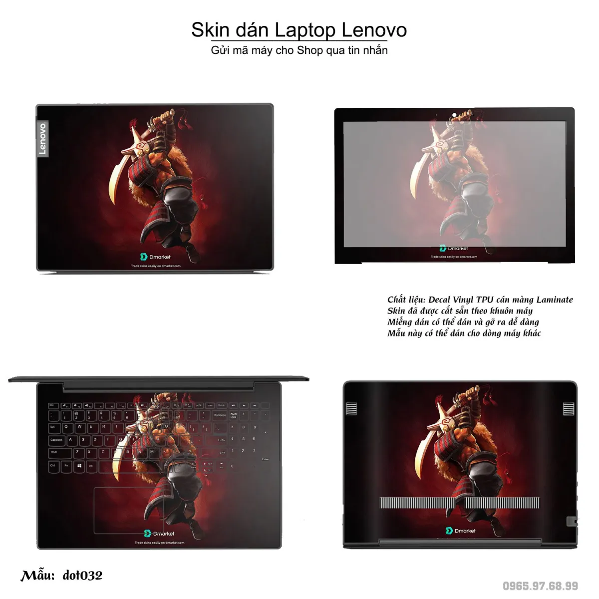 Decal Skin dán Laptop Lenovo mẫu Dota 2 (inbox mã máy cho shop) 