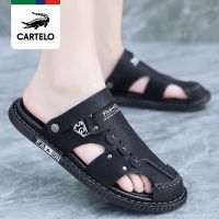 Cartelo crocodile mens sandals dual-use driving 2022 new summer Baotou hole shoes mens trendy casual beach shoes