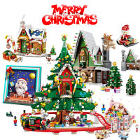 NEW Merry Christmas House Santa Claus Snowman Tree Deer Architecture Building Blocks Bricks Toy for Kids Gift